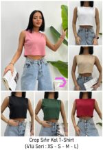 Crop Sıfır Kol T-shirt
